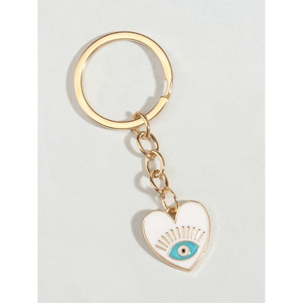 White Evil Eye Heart Keychain - Picture 1 of 3